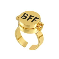 Trend BFF Ring For Teen Cute Anime Aesthetic Couple Opening Ring For Woman Man Jewelry Close Friend Birthday New Party Gift