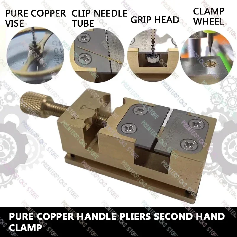 Watch Repair Tool Pure Copper Vise Handle Head Pointer Needle Tube Clamp Wheel System    Desktop Fixed Seat