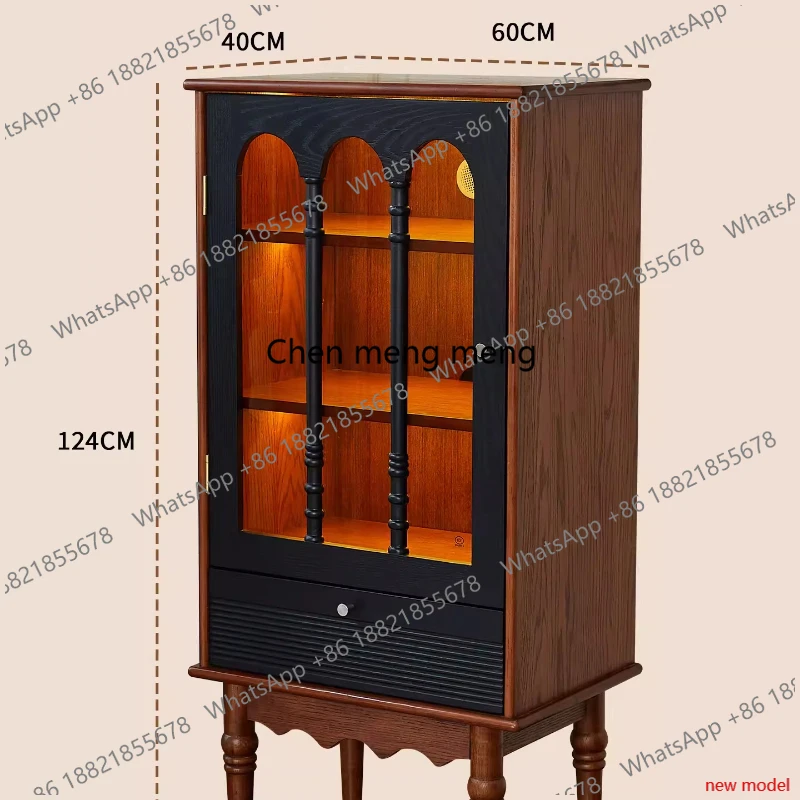 

French Retro Display Wine Cabinet Small Apartment Living Room Wine Cabinet Glass Storage Bar Furniture Barschrank