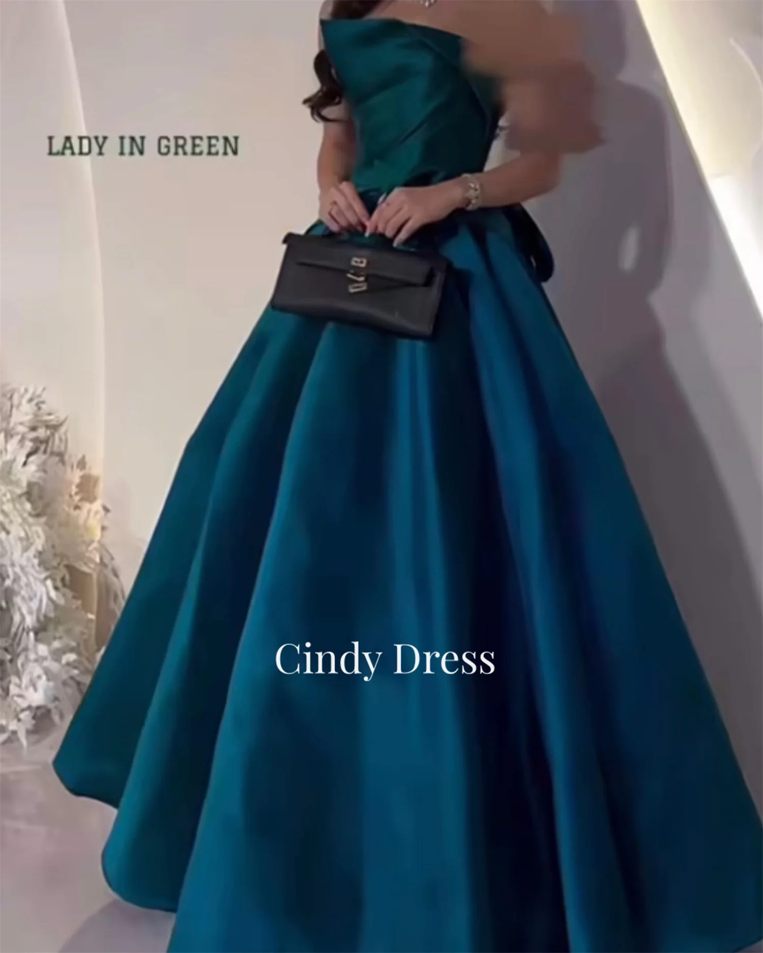 Satin Tube Top A-line Green Saudi Elegant Party Dresses for Women Luxury Gala Dress Woman Evening Customized Ladies Long Gown