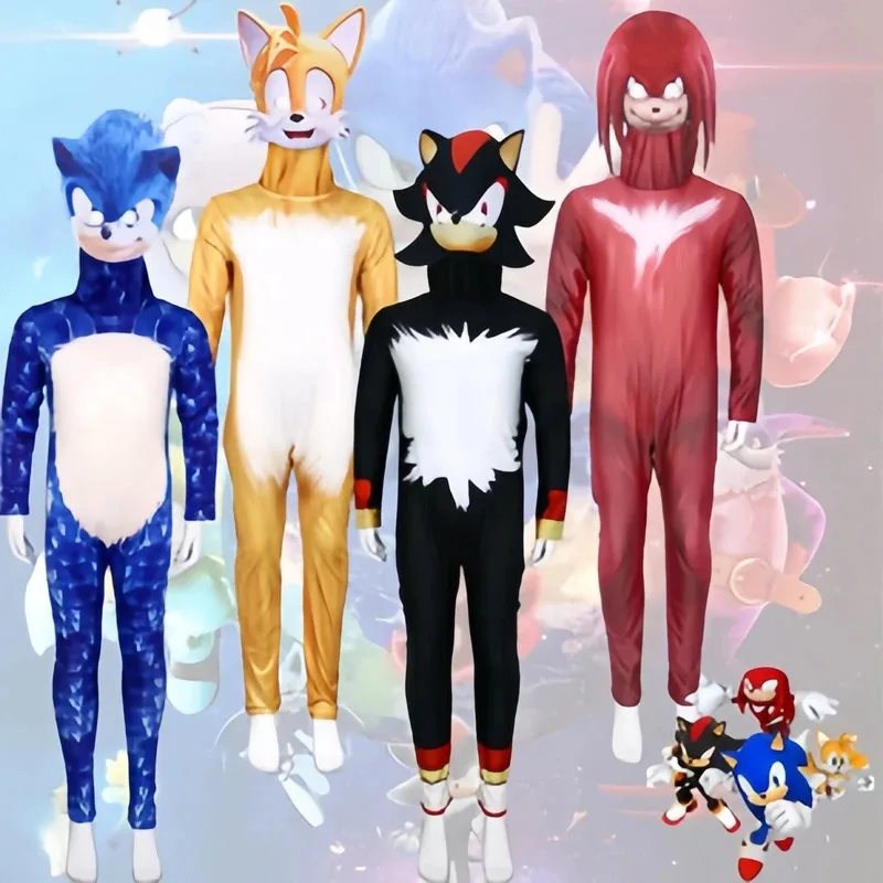 Juego de Anime para niños y adultos, disfraz de Cosplay de Miles Prower Knuckles Shadow Hedgehog, traje de fiesta de Halloween, mono