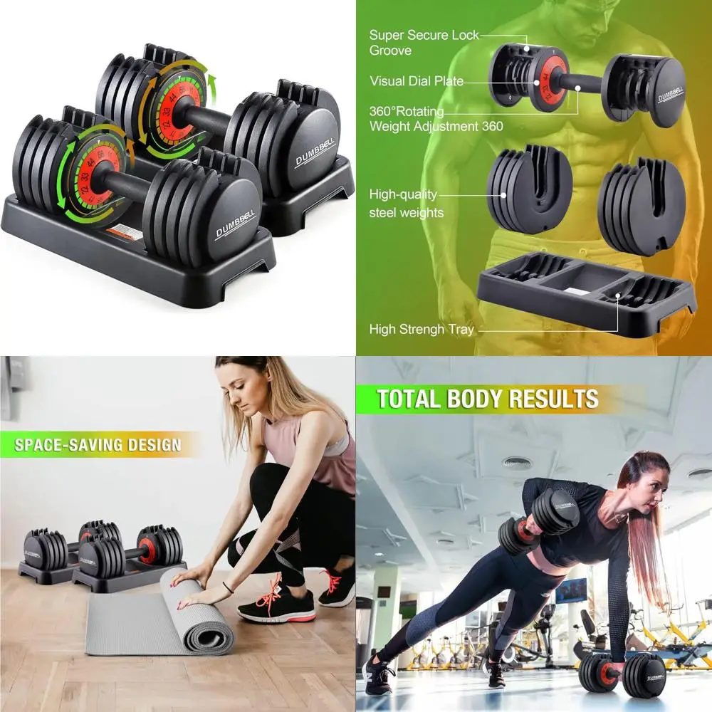 Para hantli regulowanych 25/55 LB, obciążenia 5 w 1 z antypoślizgowym metalowym uchwytem, idealne do treningu w domowej siłowni.