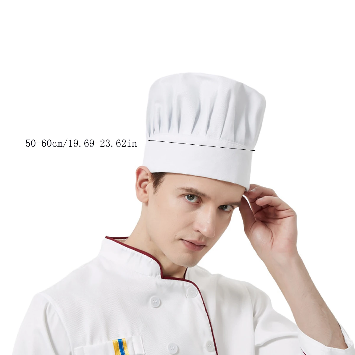 Chapeau de cuisine pour restauration d'hôtel, 1 pièce, chapeau de travail Anti-huile et Anti-perte de cheveux, couvre-chef plissé et respirant pour hommes et femmes