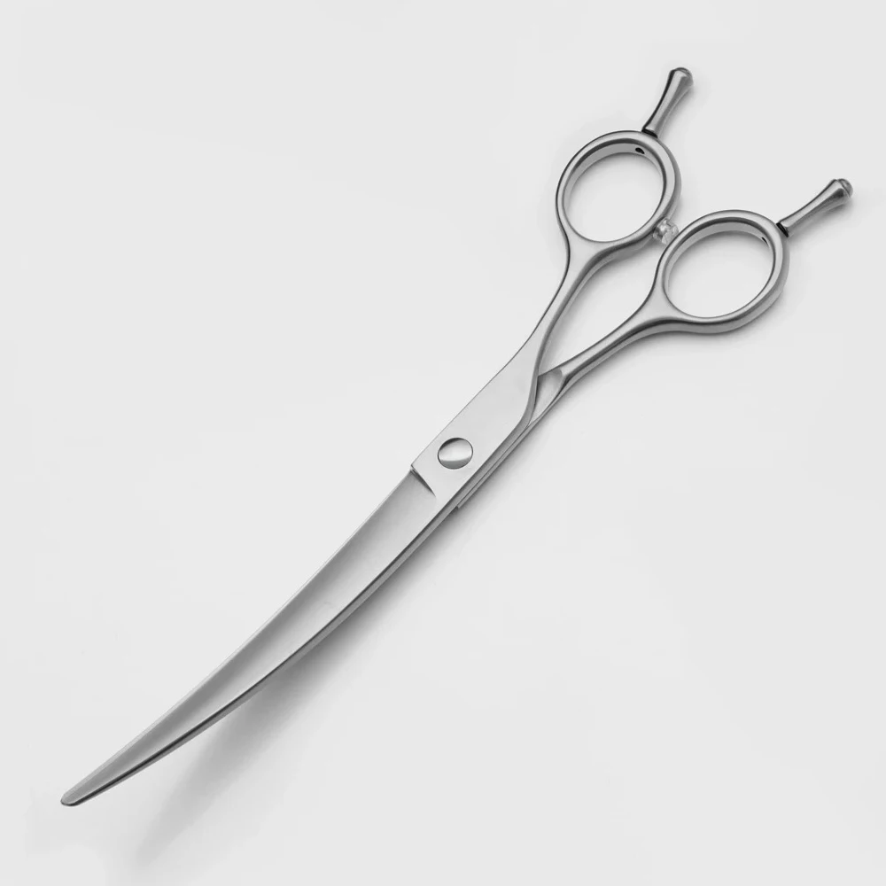 

Dog Grooming Scissors Japan Stainless 7.5" Professional Pet Scissors Silver Dog Curved Scissors for Groomer Bend Down Shears