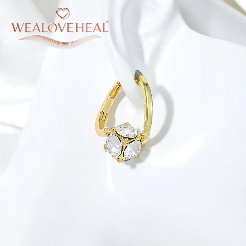 ohrringe, ohrringe damen, 18K Vergoldete Messing Gedrehte Huggie Creolen für Damen mit Zirkonia-Kugeln, schlichter, trendiger Alltagsschmuck, Valentinstagsgeschenk – Detail 19