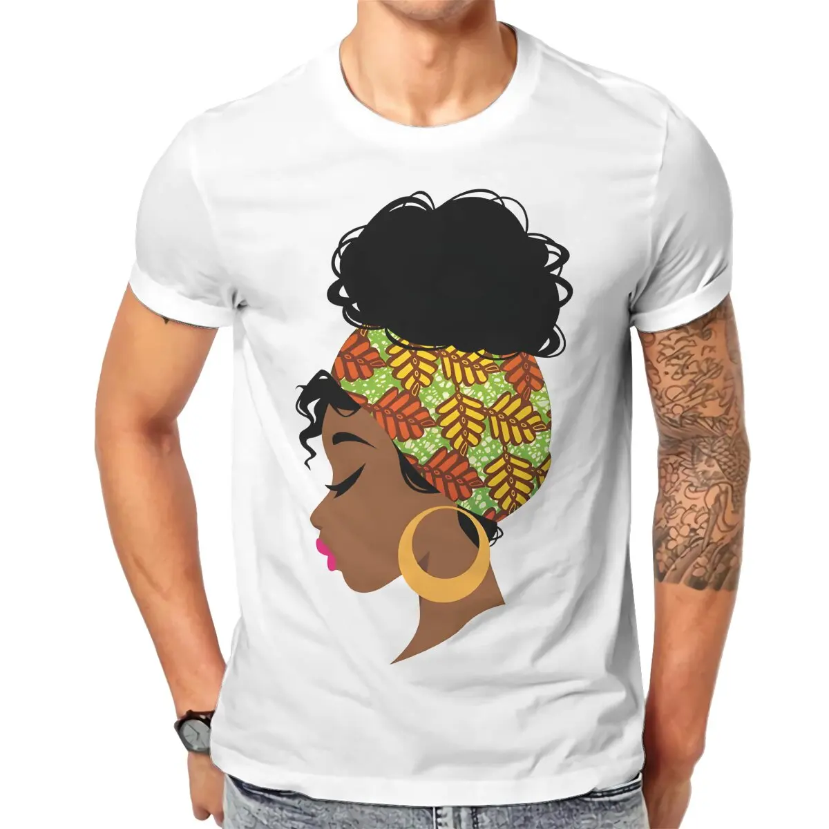 African Culture TShirt for Men Gorgeous Black Girl With A Headwrap Basic Summer Sweatshirts T Shirt High Quality New Design