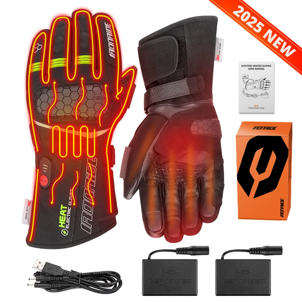 

Moto Heated Gloves Winter Motorcycle Heated Gloves Warm Waterproof Rechargeable Heating Thermal Gloves for Snowmobile Skiing