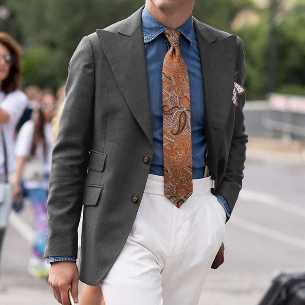 Men’s Jacket Suit Notched Lapel Single Breasted Slim Fit Comfortable Stylish Casual Elegant Blazer Business Coat Formal Office