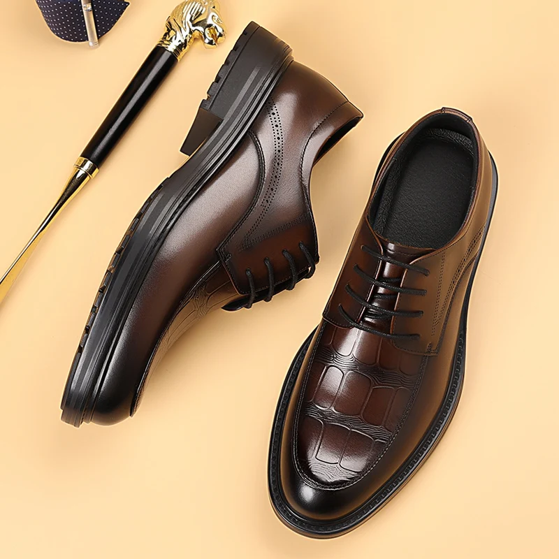 

Men's suit leather shoes Luxury business and leisure styles Work Office Thick soled height increasing outdoor shoes Elegant
