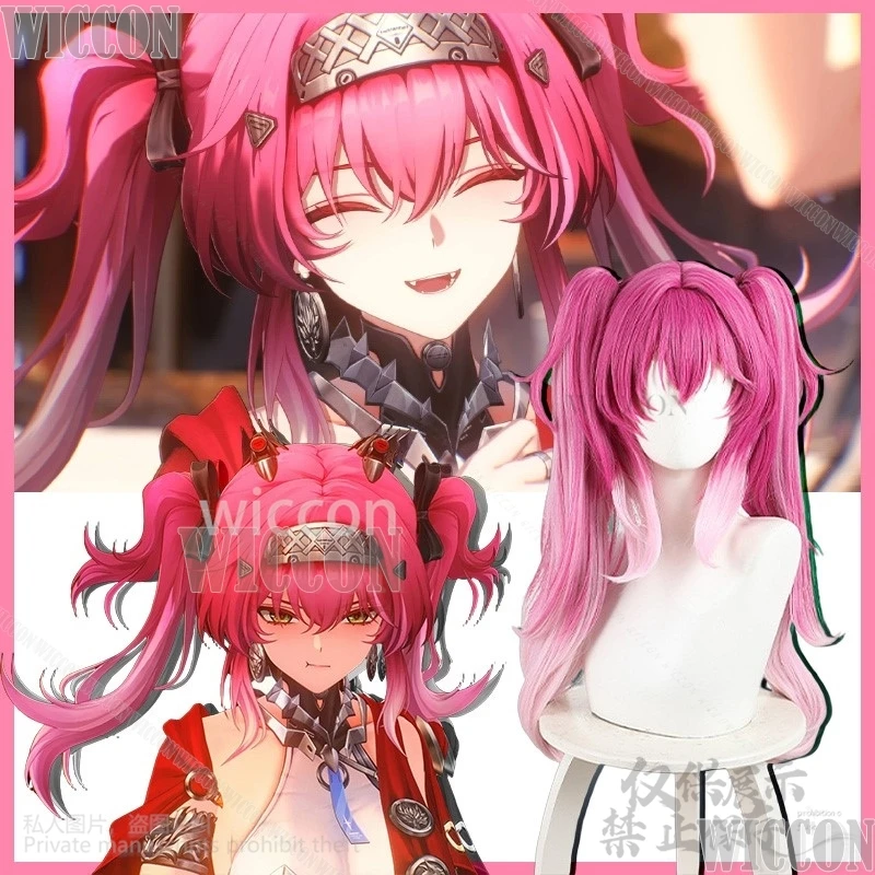 

Game Wuthering Waves Cosplay Lupa Jirai Kei Girls Hot Pink Twin Ponytails Gradient Y2K Hair Woman Halloween Party Cos Comic Con