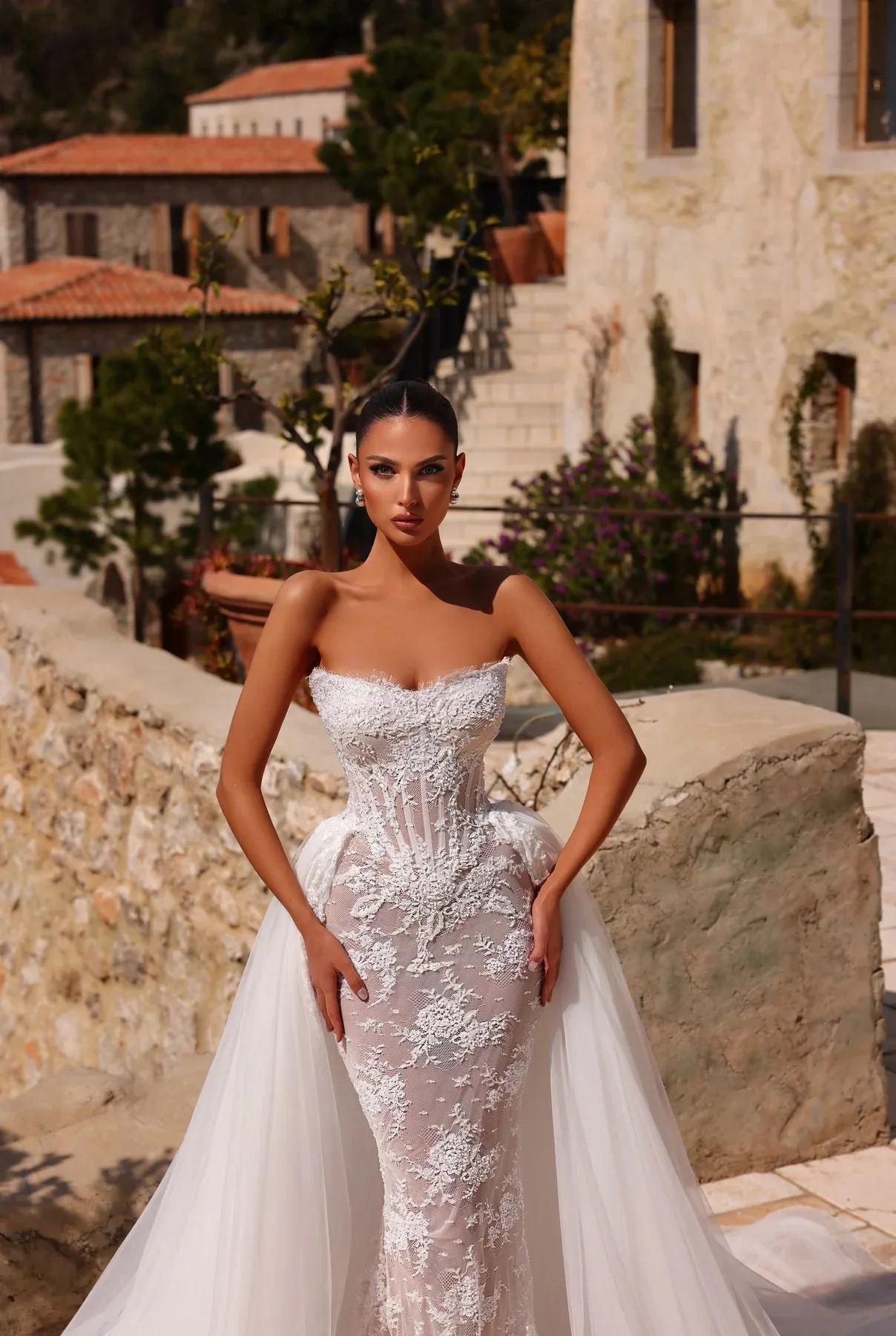 Abiti 2 in 1 Desmontabile Boda Abito da sposa in pizzo De Novia Corte Sirena Corsetto Vestido Curvy Alta Costura Noiva Abiti Novias