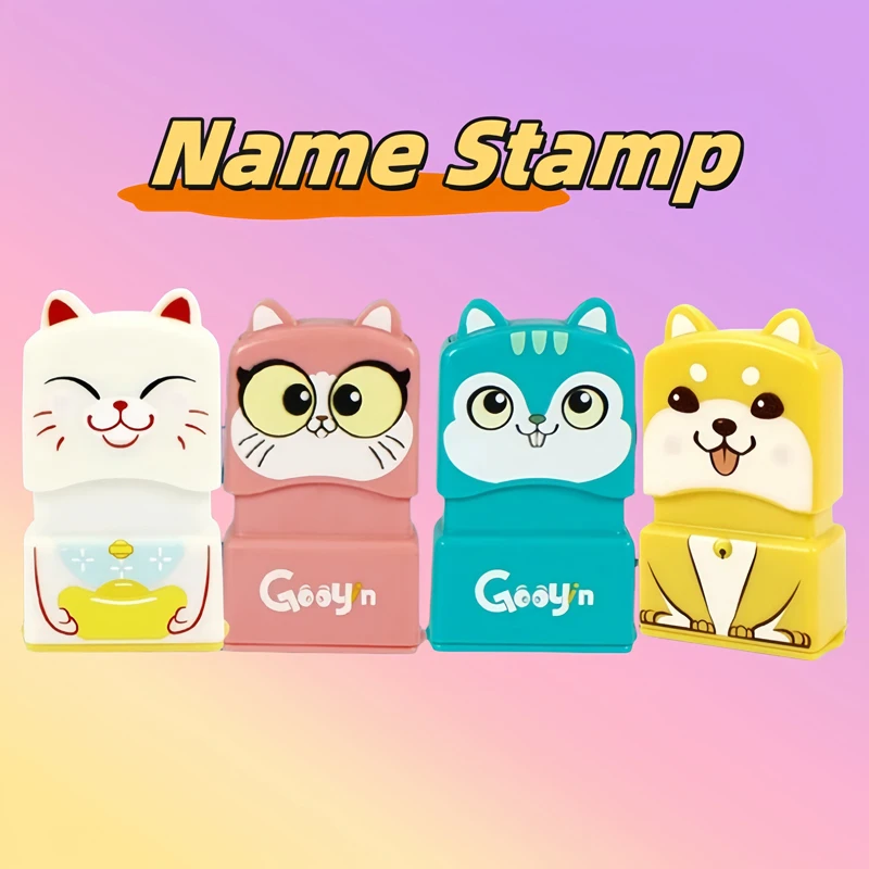 

Custom Names Stamp Kindergarten Students Stationery Engraved Waterproof Non-fading Christmas Gift Cartoon Name Seal