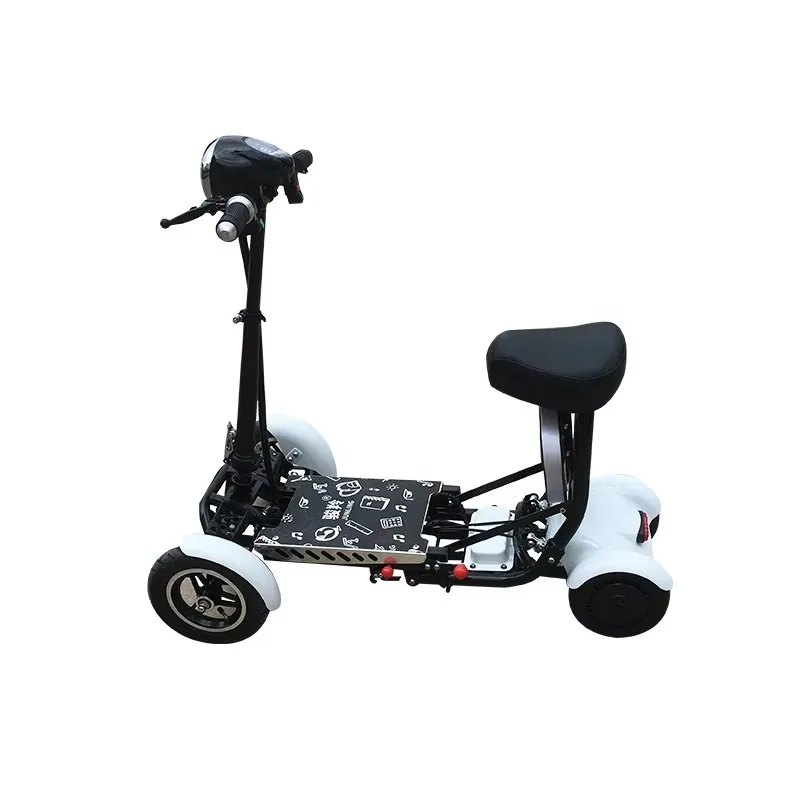 

Foldable dual-motor 4-wheel mobile electric scooter with child seat for the elderly