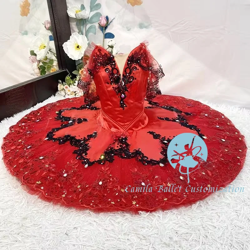 

High-end new custom red Pakita Don Quixote Esmilada Variation Black Swan Ballet TUTU Competition Skirt Adults and Children