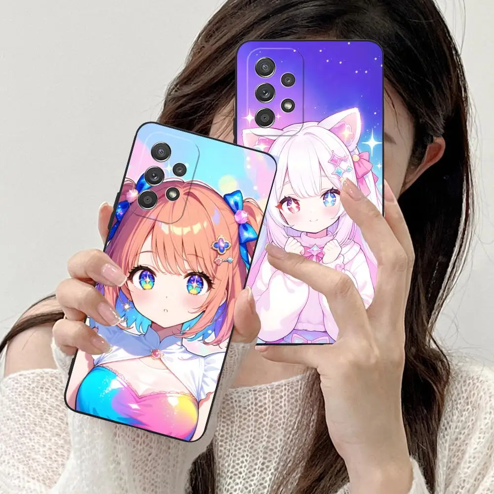 

Pink Anime Girl Mobile Phone Case for Samsung Galaxy A73 72 71 70 56 55 54 53 52 36 35 34 23 16 15 5G Colour Protective Pretty
