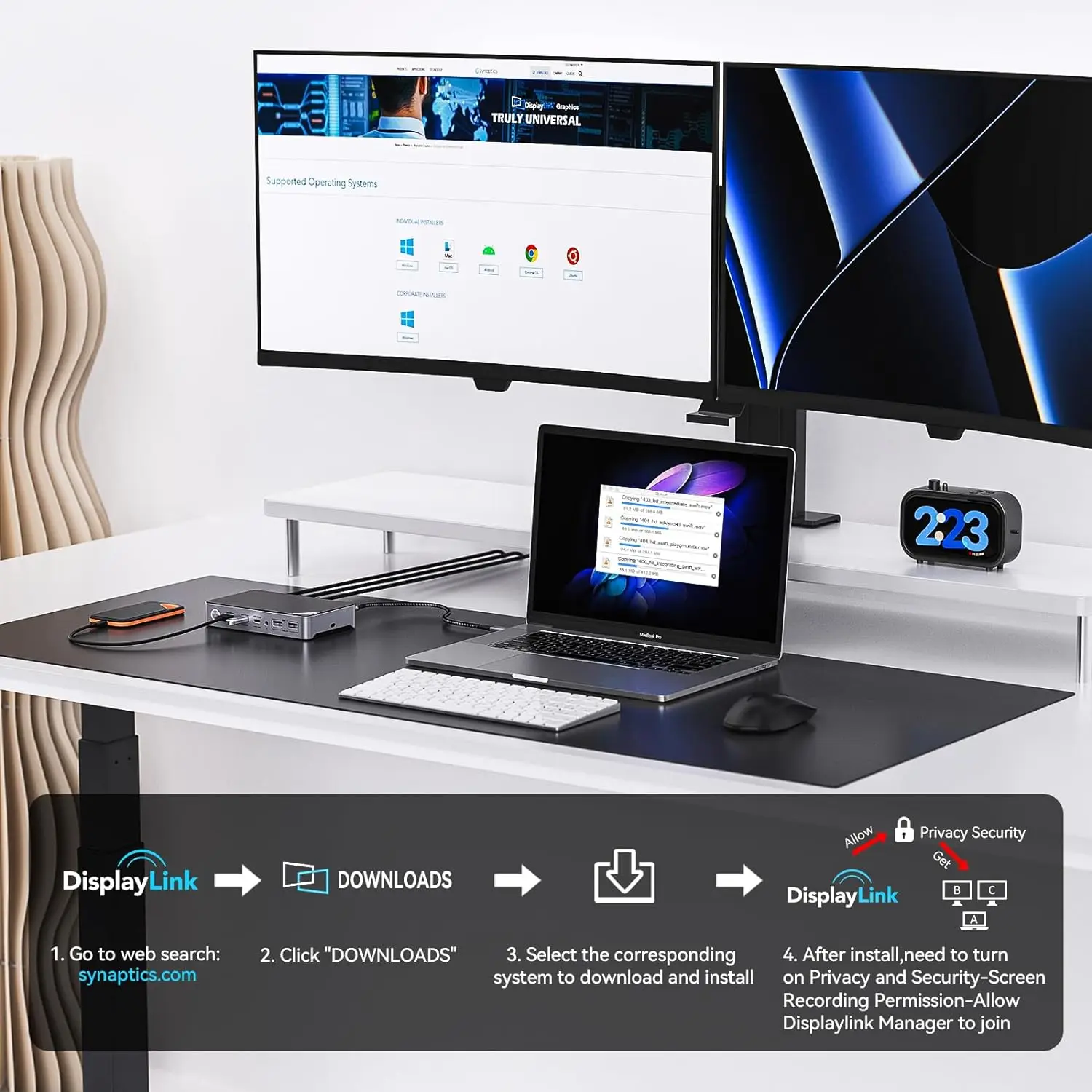 Imagem -06 - Minisopuru-docking Station Displaylink Monitor Duplo Carregamento 15w Dual 2k60hz Hdmi Usb c Hub para Macbook m3 m2 m1 Windows