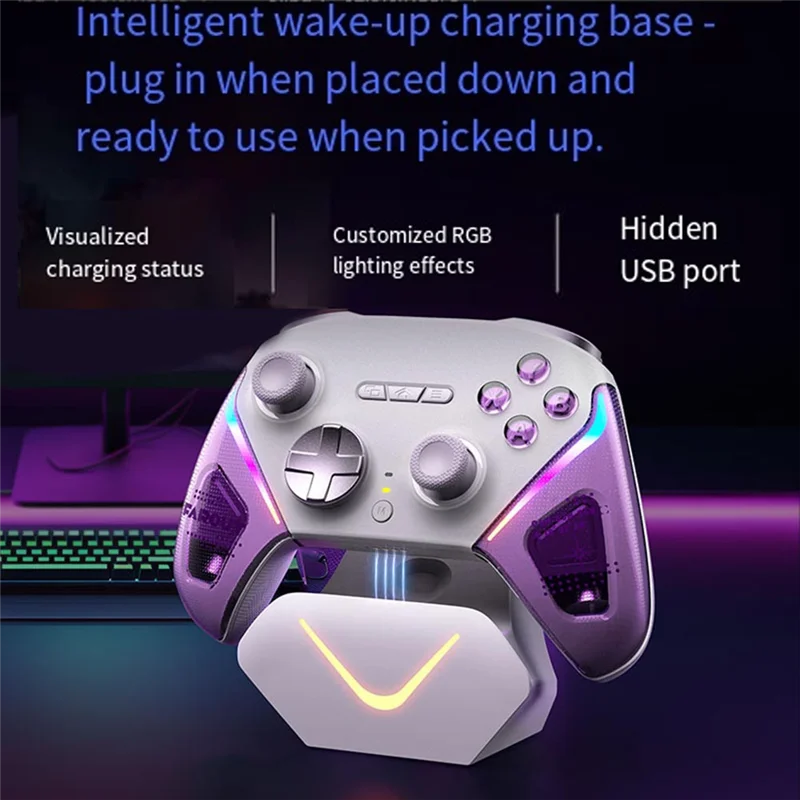 

B04C-D10 Wireless RGB Bluetooth Gamepad Controller For PC, Switch, Phone, Steam-TMR Sticks, Joystick Hall Effect Micro Triggers