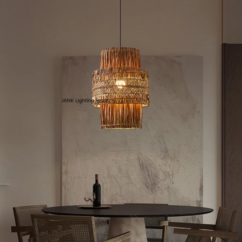 

Wabi-sabi Style Homestay Pendant Lamp Retro Room Hand Woven Rattan Bamboo Weaving Hotel Japanese Living Dining Room Bedroom