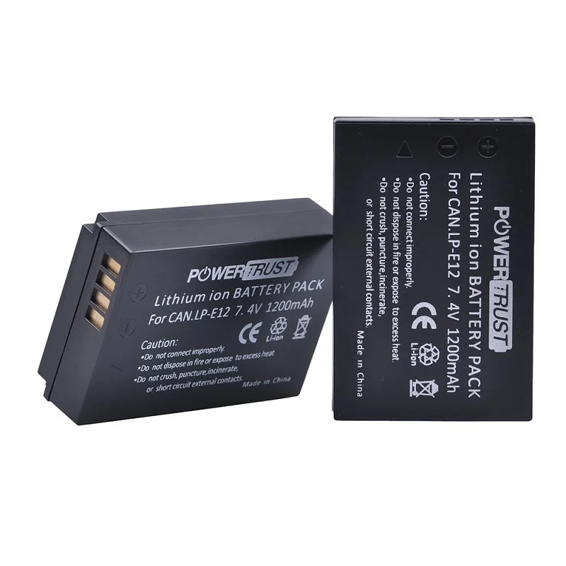 2 Batteries LP-E12 1200mAh + Chargeur Double LCD – Compatible Canon EOS M50, M100, M10, Rebel SL1…