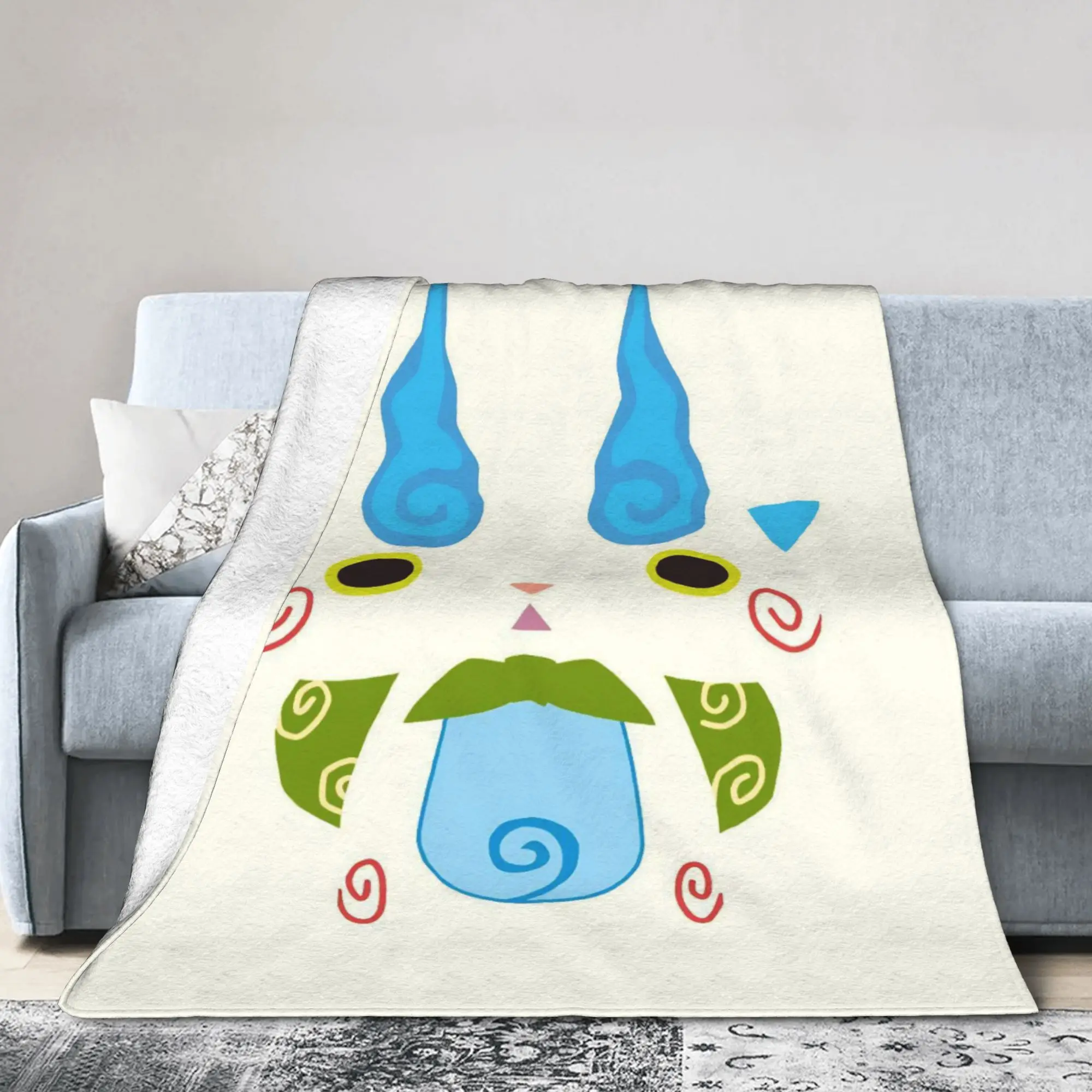 Yokai Watch Game Knitted Blanket Komasan Fleece Throw Blanket Summer Air Conditioning Decoration Lightweight Bedspread