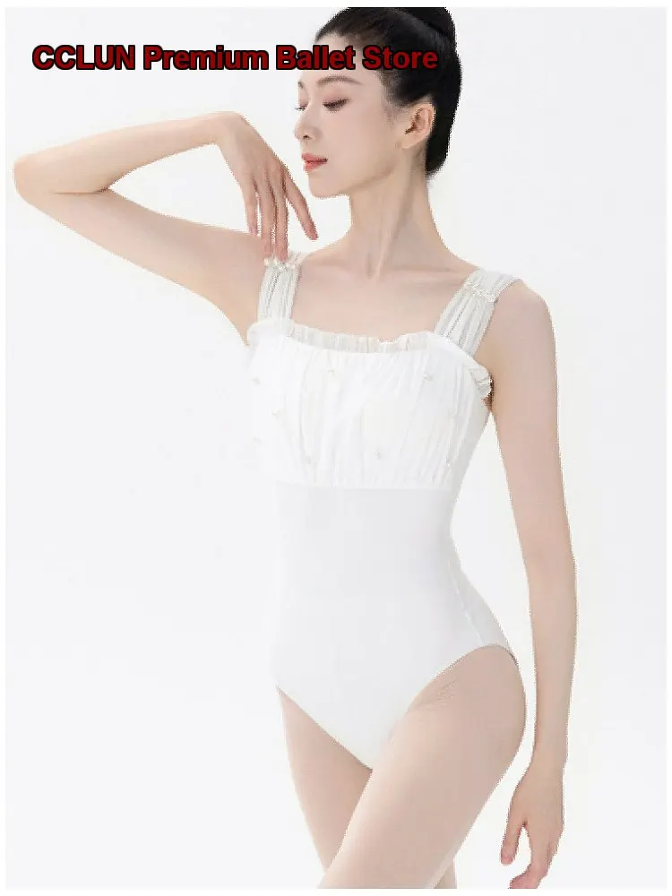 Women's Mesh Panel Cross Straps One-Piece Gymnastics Leotard Body Suit Basic Training Practice Leotard Unitard
