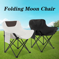 Outdoor Camping Folding Chair Portable Moon Chair Leisure Tourist Equipment Beach Fishing Stool Round Arc Backrest Chair