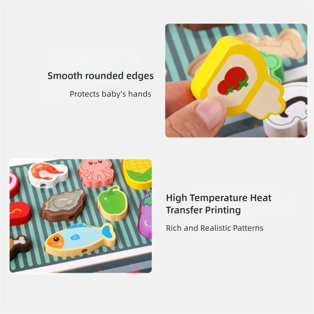 Kreative Mehrfarbige Montessori Holz Spielzeug Holz Cartoon Obst Spielen Küche Spielzeug Spielen Haus DIY Passenden Schneiden Spiele Spielzeug