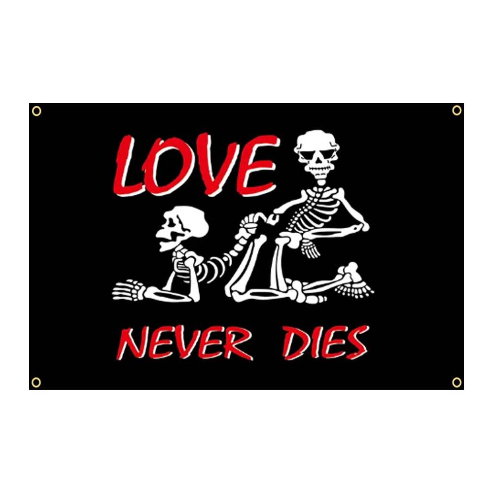 90*150cm 3x5ft Pirate SKULL LOVE NEVER DIES Flag Banner Outdoor Garden Decoration