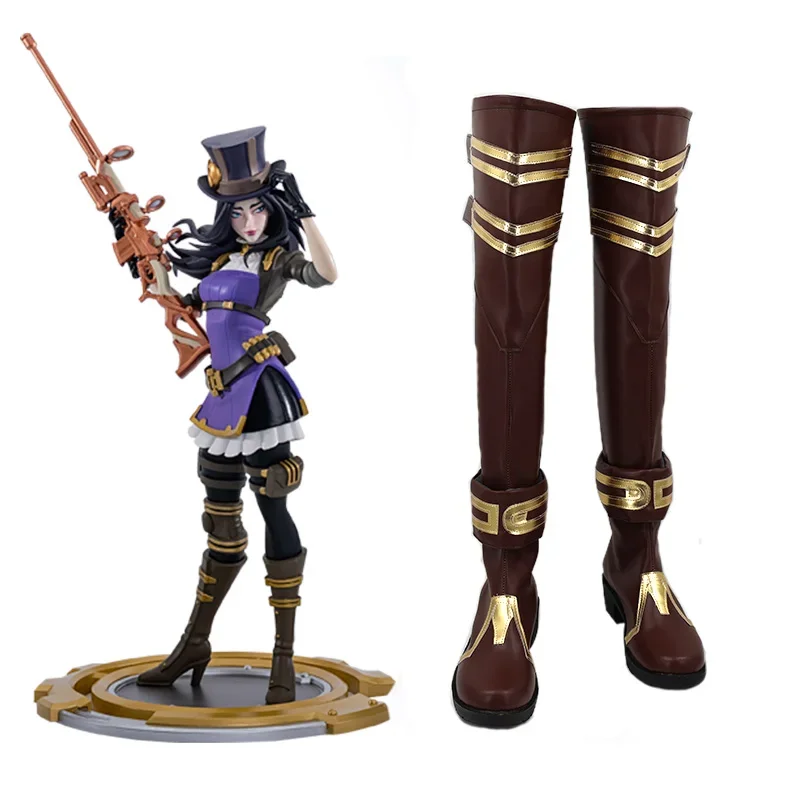 

Game Arcane 2 LOL Caitlyn Kiramman Cosplay Boots Props Shoes Halloween Party Role Play Custom Made