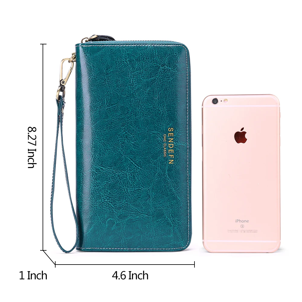 Portefeuille long grande capacité pour femme, porte-monnaie avec fermeture éclair, poche pour téléphone, porte-cartes RFID, sac à main pour femme, mode