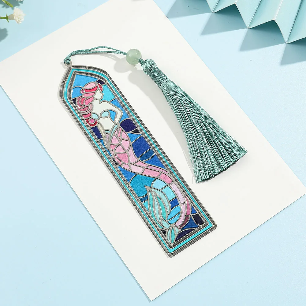 1pcs Mermaid Pane Metal Bookmark, Oil Painting Style, Reading Accessory Suitable for Bookworms, Valentine's Day Gift for Wife