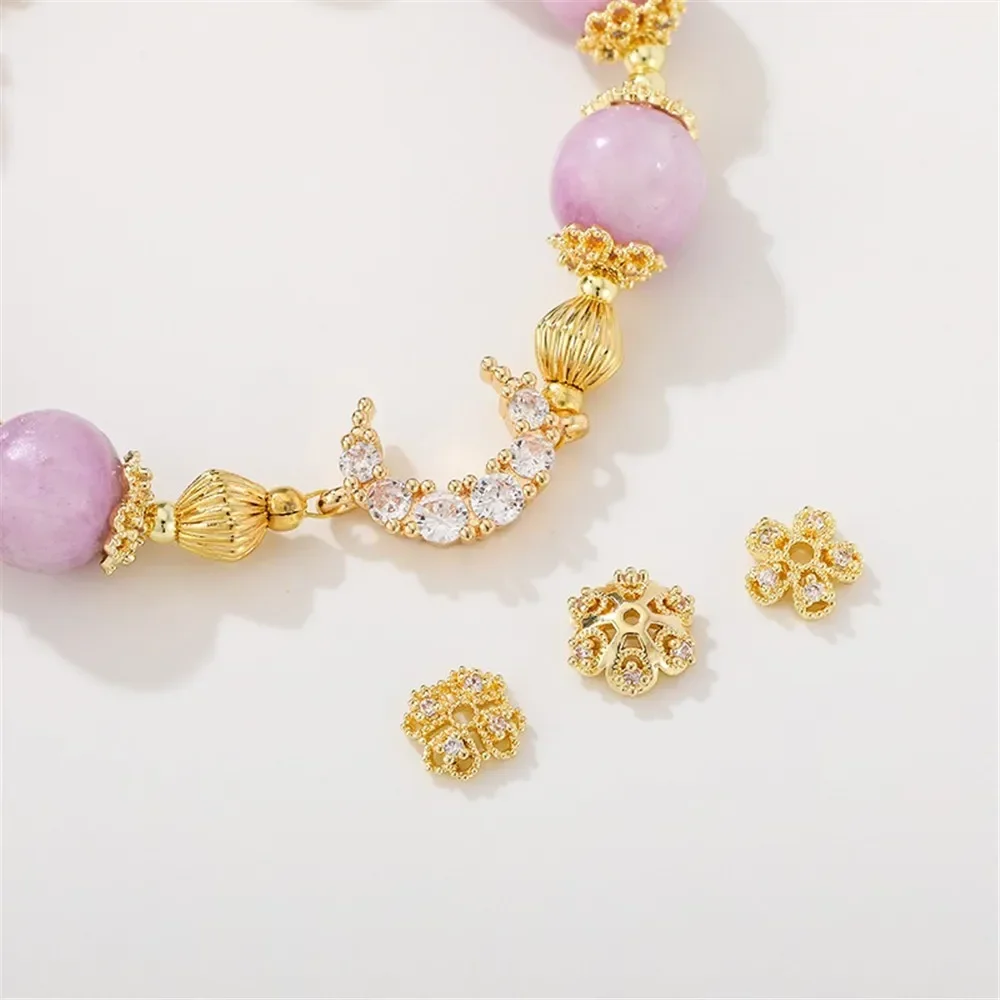 14K مطلية بالذهب قبعة زهرة هندسية مع صينية زهور فاصل اليدوية سوار ذاتي الصنع قلادة مطرز مجوهرات المواد الملحقات