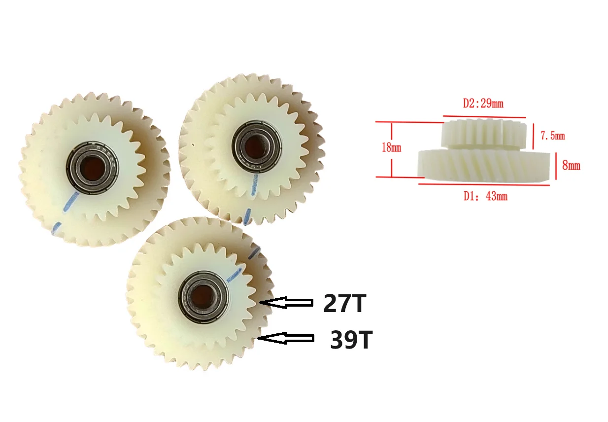 3 pezzi AKMQ100SX Motor Gear Set 27T + 39T denti per sostituzione/Ebike AKM Nylon Gear per motore Q100SX