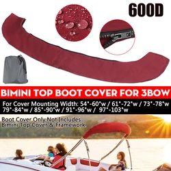 Cubierta de bota superior Bimini de 3 arcos, sin marco, impermeable, para yate, barco, con cremallera, Anti UV, a prueba de polvo, accesorios marinos, 600D