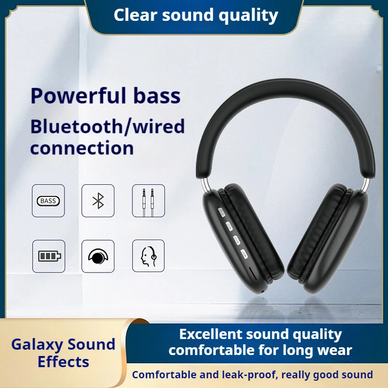 New Bluetooth Wireless Headset with Mic Stereo Earphone Over Ear Designed for Sports, Gaming, and Seamless Phone Connectivity view 3