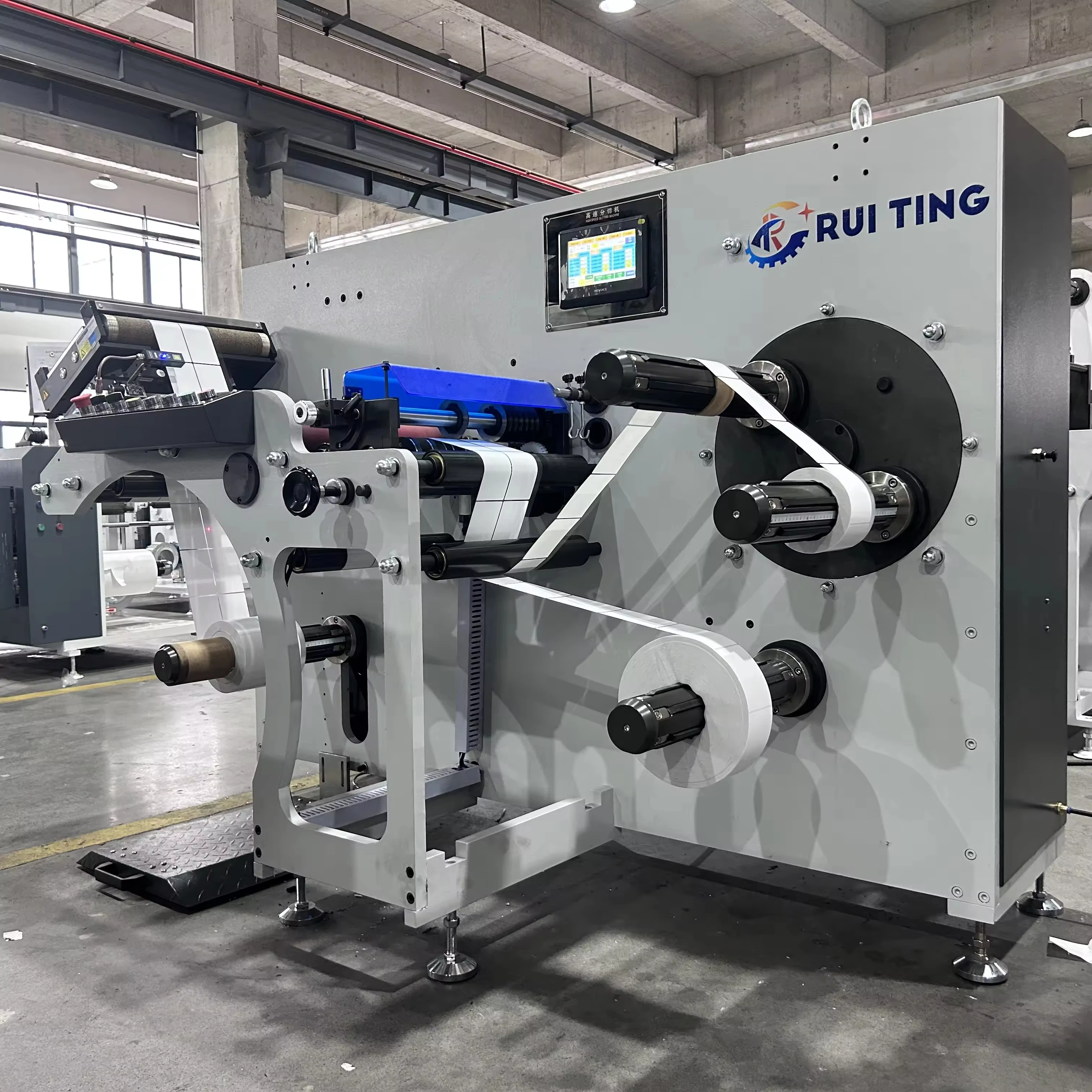 RTFQ-450 Heavy Duty Adhesive Label 350m/min Speed Slitting Rewind Machine with Auto Turret