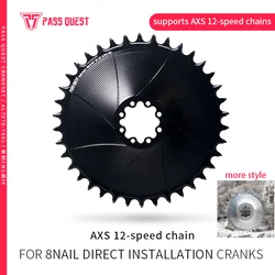 PASS QUEST 3mm Offset 8-Bolt AERO Chainring 28T-42T Closed Chainwheel for SRAM FORCE 8-Bolt DUB AXS 12 Speed Sprocket