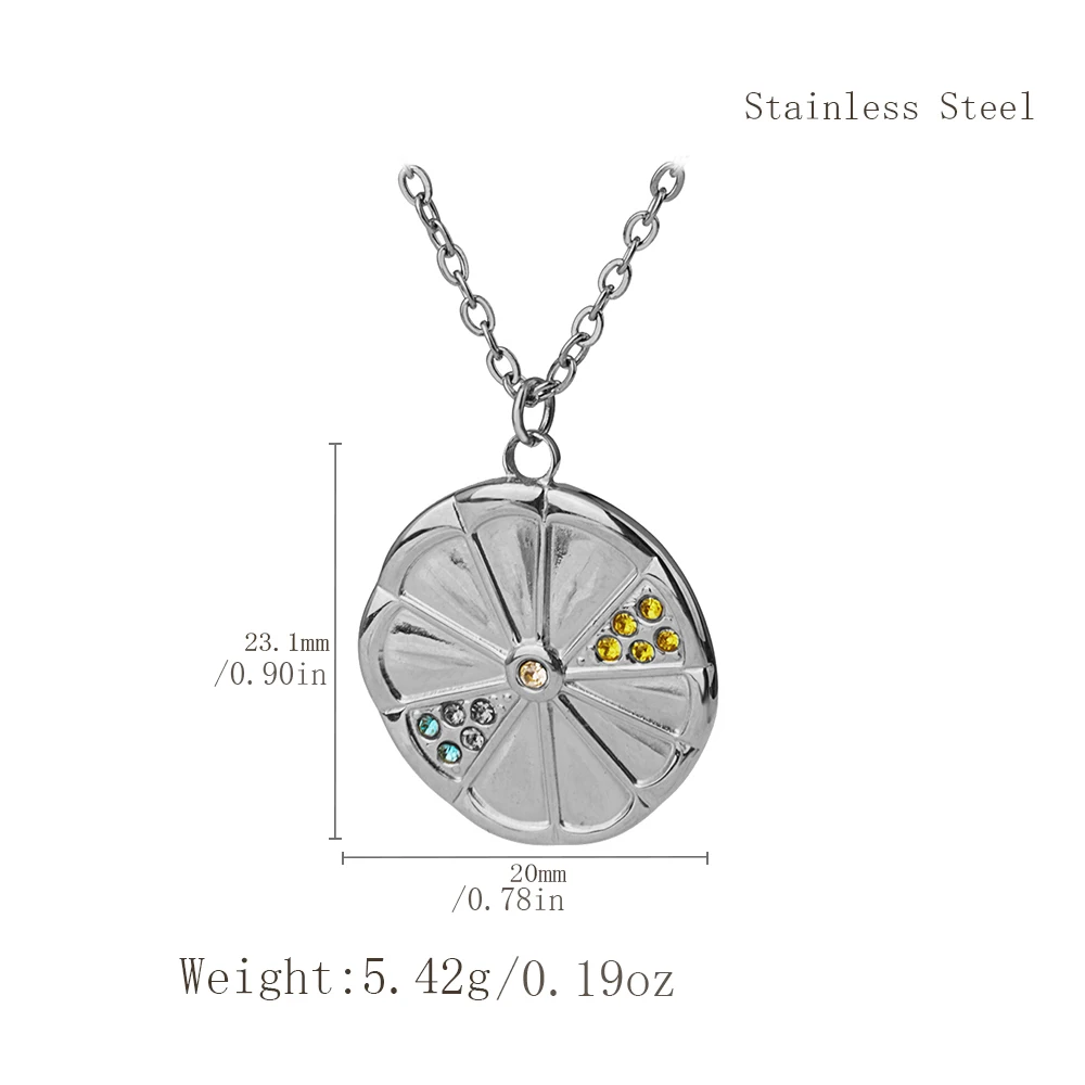 Stainless Steel Lemon Slices Silver Color And Gold Plated Fashion Trend Pendant Necklace Jewelry Gift For Women