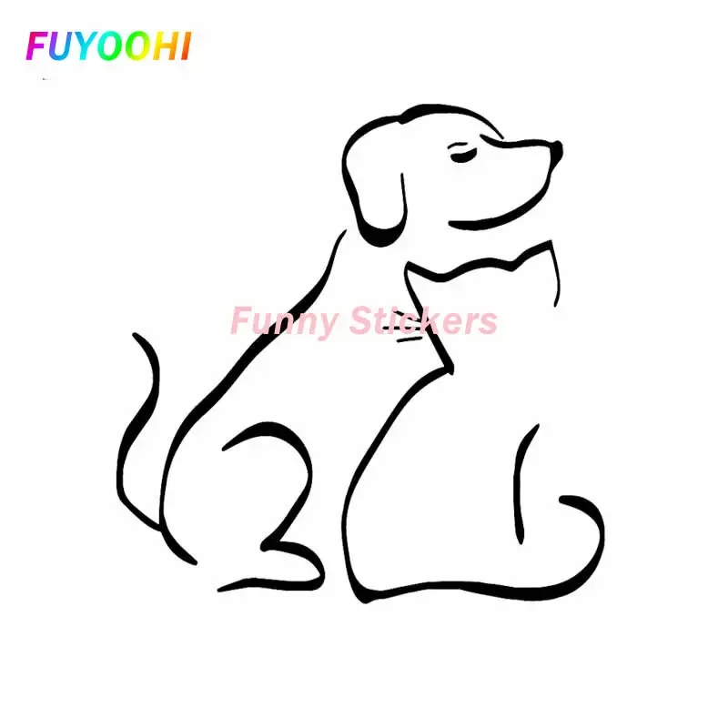 

FUYOOHI Play Stickers Intereting Dog and Cat Vinyl Decal Car Sticker Window Decor Art Black/white The Whole Body Glue Sticker