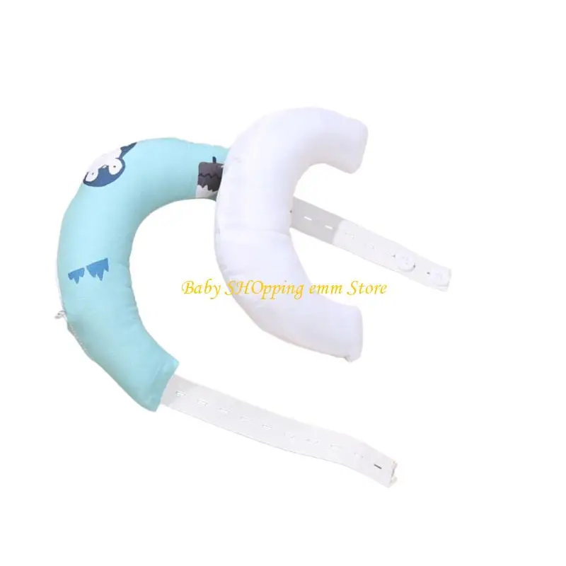 غطاء قابل للإزالة 23GD وسادة للرضع بنمط كرتوني من القطن على شكل أهلة لدعم الرقبة من القماش المسامي، فراش نوم آمن