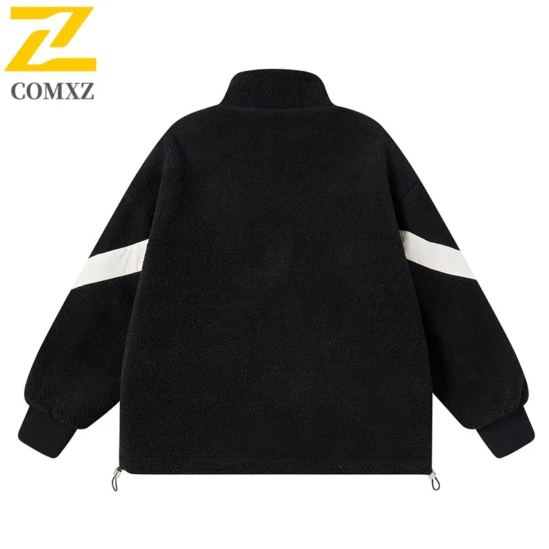 سترة صوف رجالية من COMXZ مقاس كبير لمغامرة الثلج مقاومة للرياح، سترة مبطنة بالقطن للسفر، بطانة شتوية عالية الجودة