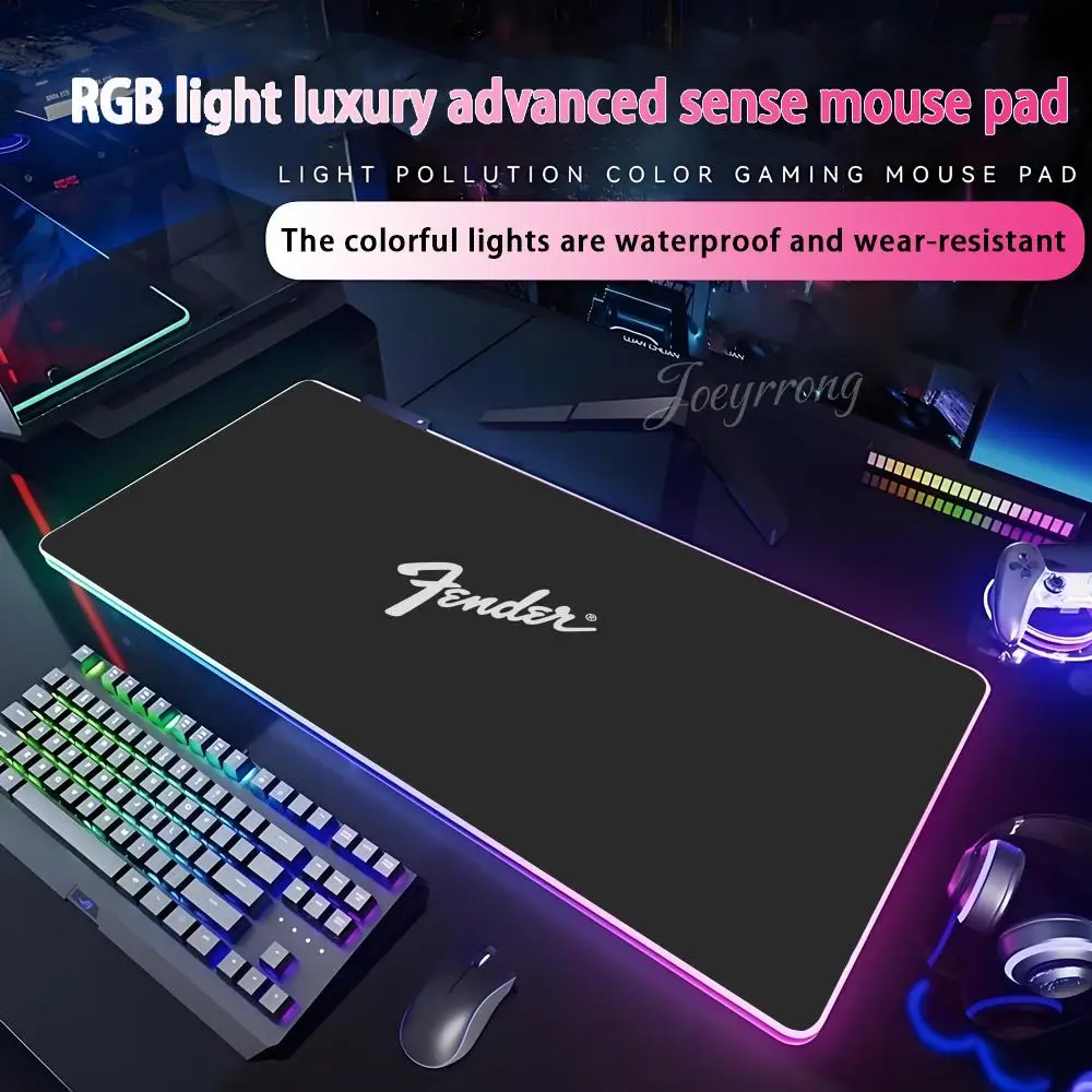 

Коврик для мыши Fender RGB Коврик для мыши Расширенная игровая клавиатура Семь цветов Светодиодные коврики Большой 1000x500 мм XXL Gamer