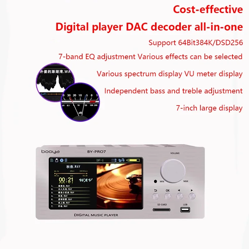 

Lossless Digital Music Player AK4493EQ DAC HIFI Audiophile Music Turntable 64BIT 384KHz Lossless Decoding Wireless Bluetooth