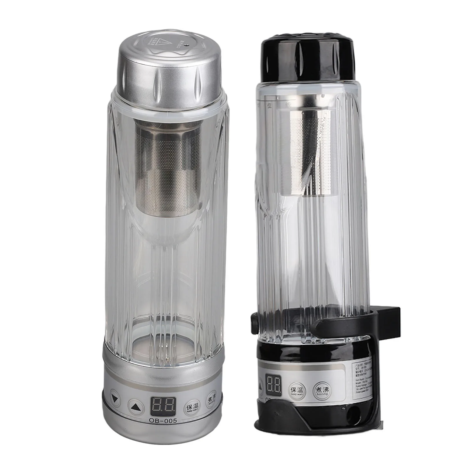 Cangkir Pemanas Mobil Kaca Borosilikat Tinggi 12V 24V 420Ml Mug Listrik Mobil Multifungsi Kapasitas Besar