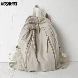 Japanische koreanische Vintage solide einfache Schult asche Frauen Studenten alle passen lässige Handtaschen Streetwear Grunge Rucksack y2k Ästhetik