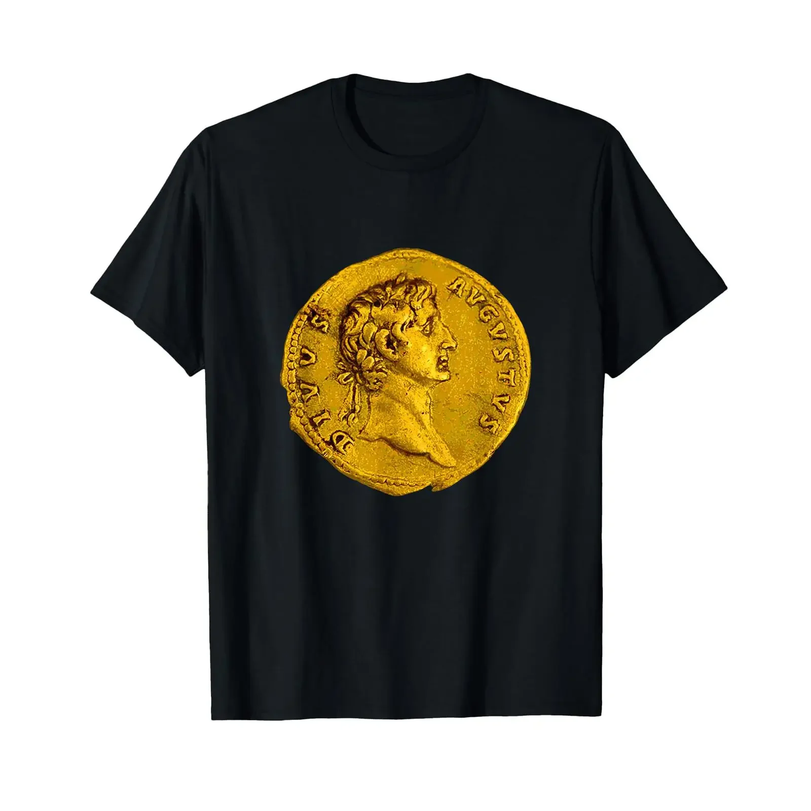 Ancient Roman Emperor Caesar Augustus Coin T Shirt vintage Washed homme Versatile Stylish Stretched streetwear Slightly Casual