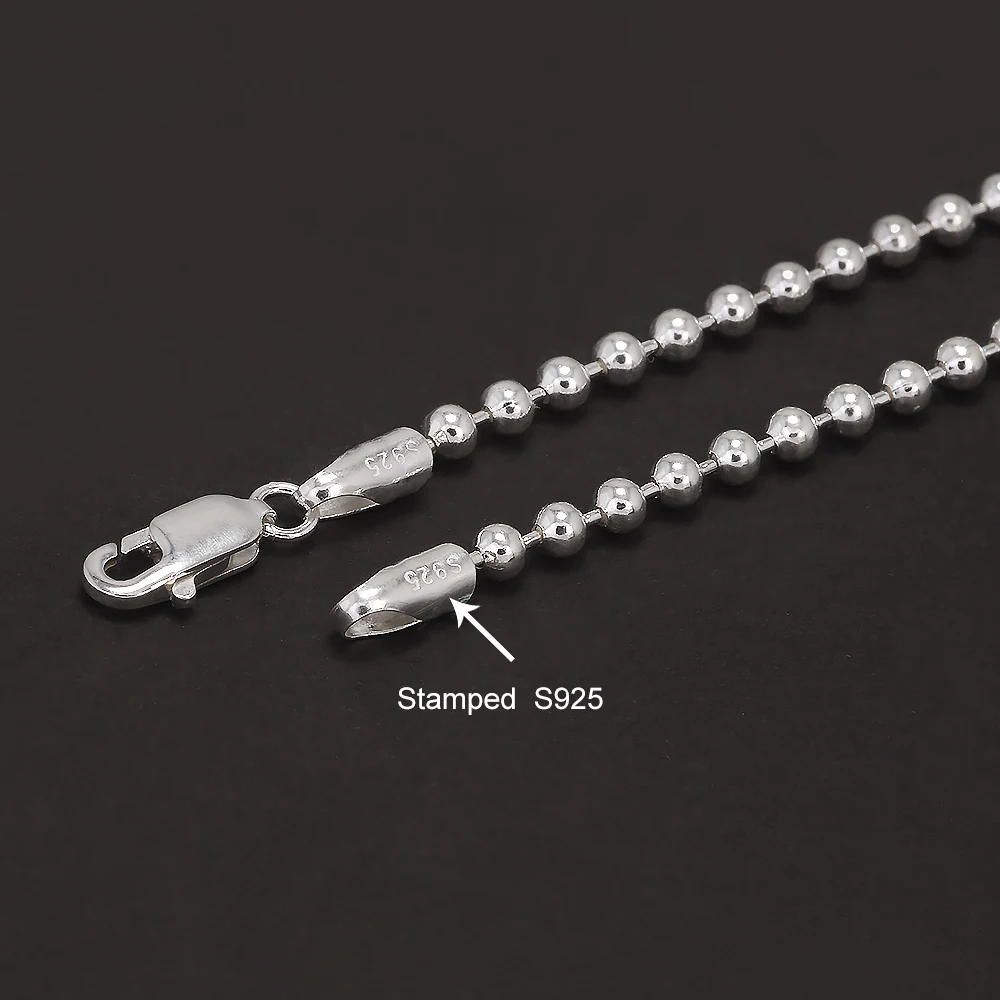 Real 925 Sterling Silver Handmade 3mm Bead Ball Strand Chain Bracelet Unisex Simple Classic Fashion Charm Hand Jewelry