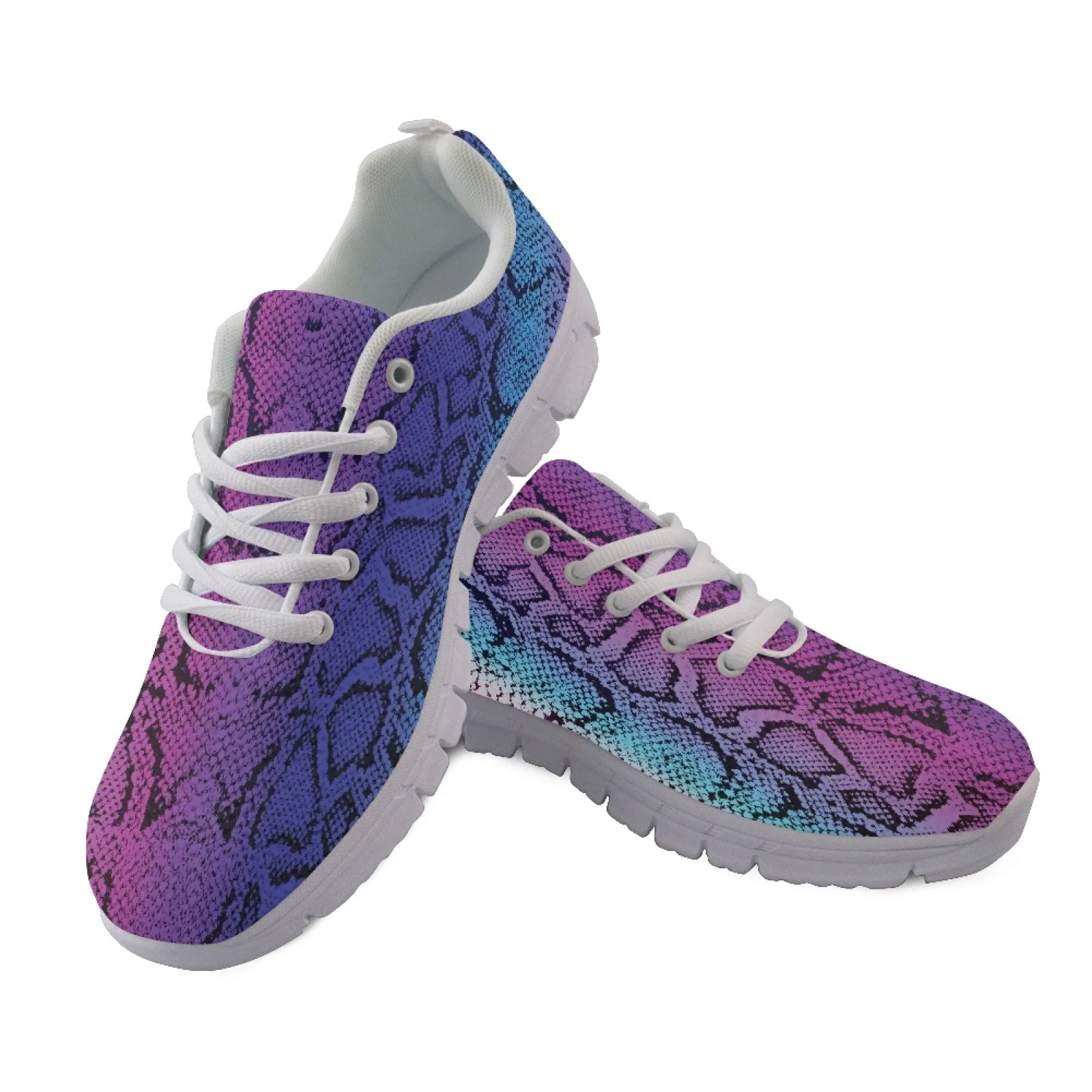 Coloranimal Rainbow Snake Skin Womens Athletic Walking Sneakers Breathable Anti-Slip Women Running Shoes for Outdoor