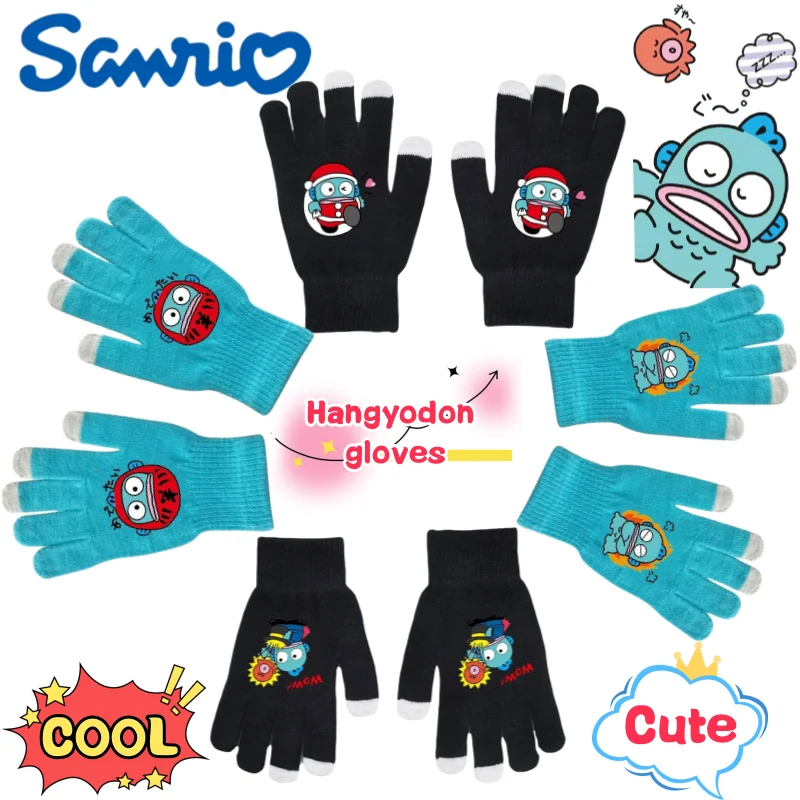 

Перчатки Sanrio Hangyodon, креативные высококачественные студенческие осенне-зимние теплые повседневные универсальные утолщенные чехлы на полный палец