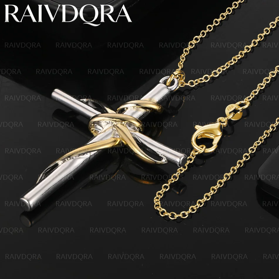 18K Gold Plated Cross Pendant Necklace For Women Men Creativity Gifts Street All-match Party And Daily Wear